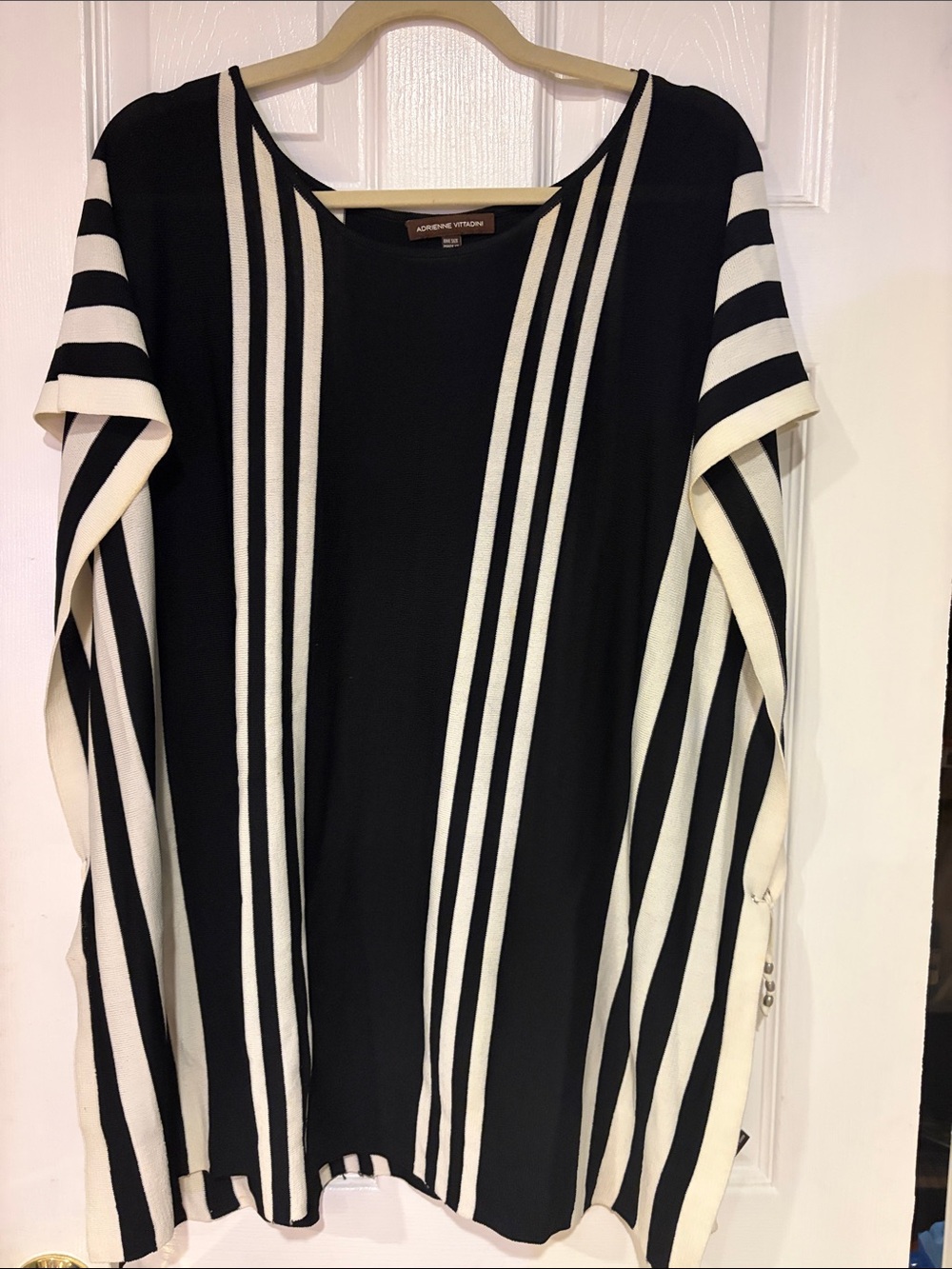 Adrienne Vittadini Black and White Striped Knit Tunic cover up